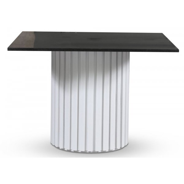 Empire matbord - Granit 90x90 cm / Vit lamell trfot