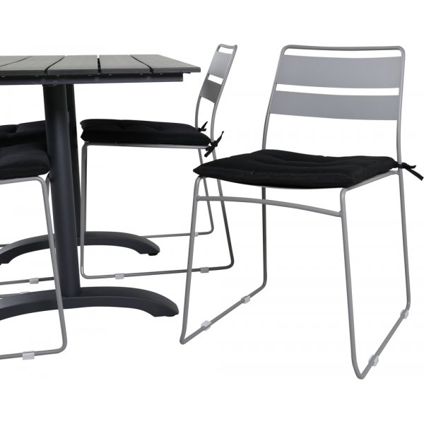 Denver utematgrupp med 4 st Lina stolar - Svart/Grå Denver utematgrupp med 4 st Lina stolar - Svart/Grå