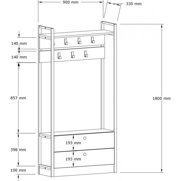 Meuble d'entrée Manolya - Saphir/noir Meuble d'entrée Manolya - Saphir/noir