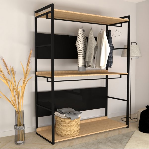 Meuble d'entrée Perpa - Chêne/noir Meuble d'entrée Perpa - Chêne/noir