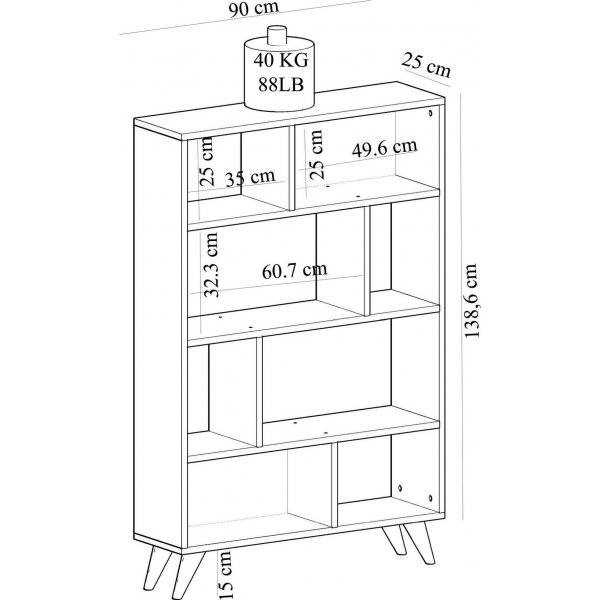 Harby bokhylla - Vit/ek Harby bokhylla - Vit/ek