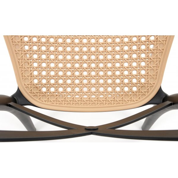 Chaise de salle  manger empilable Cadeira 512 - Noir/rotin