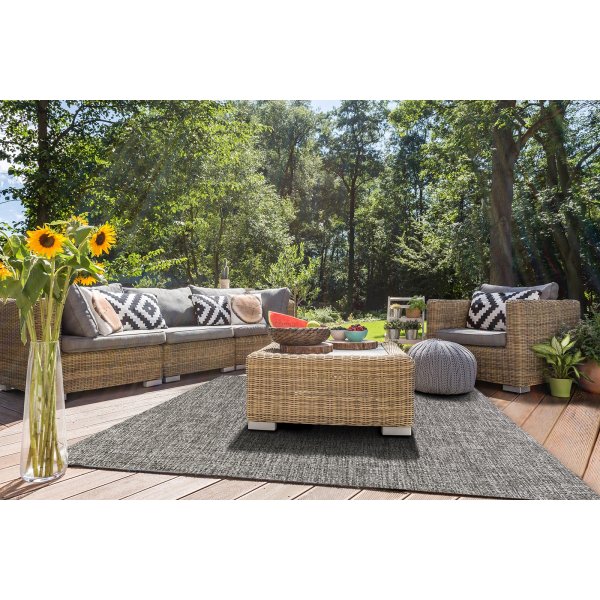 Capri plat geweven vloerkleed Antraciet