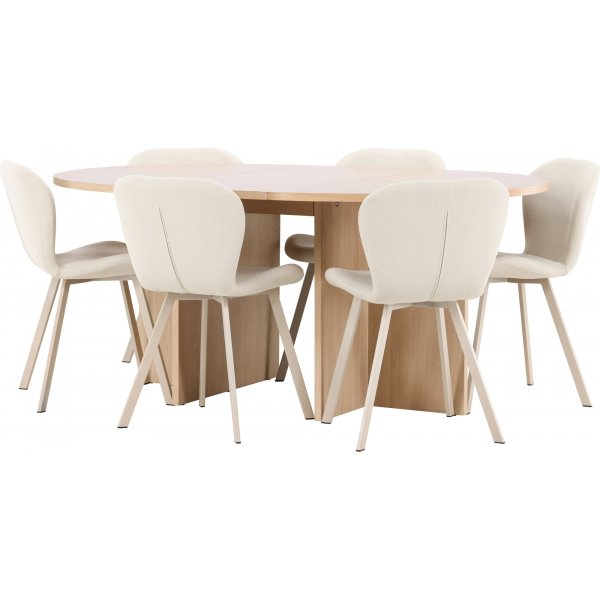 Matbord Strada med 6 st Lilja stolar - Beige/whitewash Matbord Strada med 6 st Lilja stolar - Beige/whitewash
