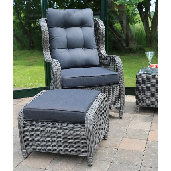 Duvan utegrupp - Grå konstrotting + Textilrengöring för möbler Duvan utegrupp - Grå konstrotting + Textilrengöring för möbler