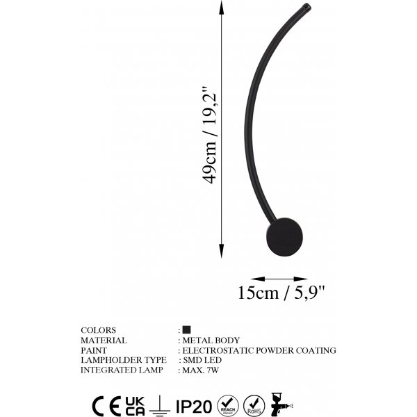 Wolf wandlamp 2 - Zwart