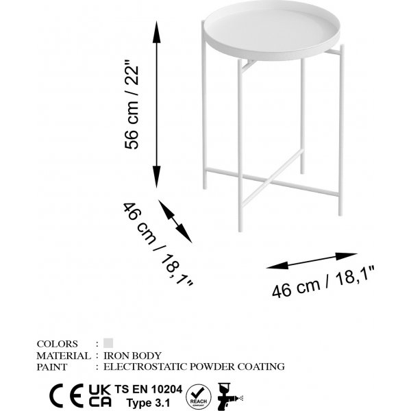 Table basse Vela Ø46 cm - Blanc Table basse Vela Ø46 cm - Blanc
