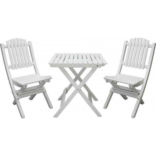 Wilma utegrupp bord 65 x 65 cm inkl 2 st Visby stolar - Vit Wilma utegrupp bord 65 x 65 cm inkl 2 st Visby stolar - Vit