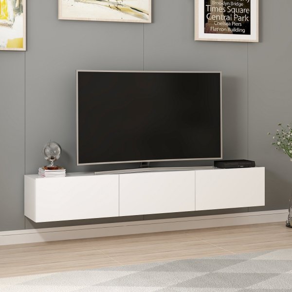 Meuble TV Rigel en blanc - 180 cm