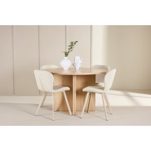 Matbord Strada med 4 st Lilja stolar - Beige/whitewash + 4.00 x Servettringar Matbord Strada med 4 st Lilja stolar - Beige/whitewash + 4.00 x Servettringar