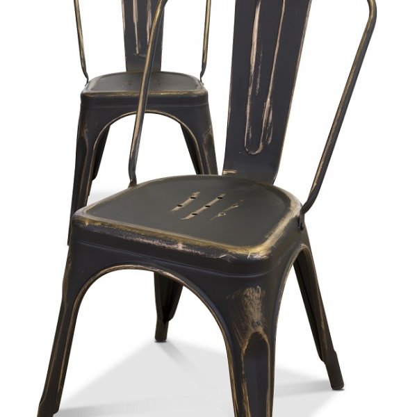 Plåtstol Le Mans - Svart/Guld borstad Plåtstol Le Mans - Svart/Guld borstad