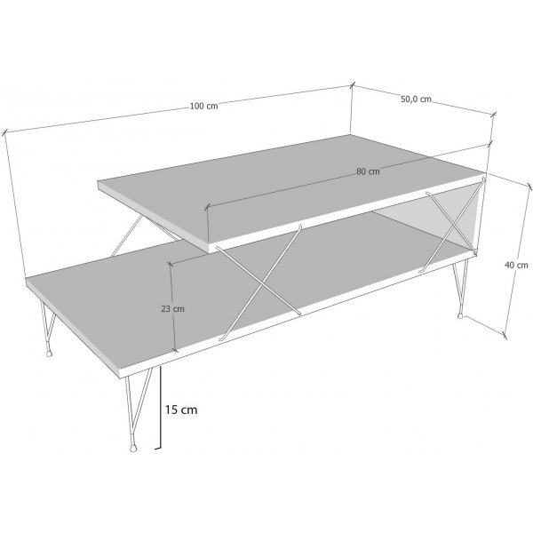 Loire soffbord 100 x 50 cm - Travertin/svart Loire soffbord 100 x 50 cm - Travertin/svart
