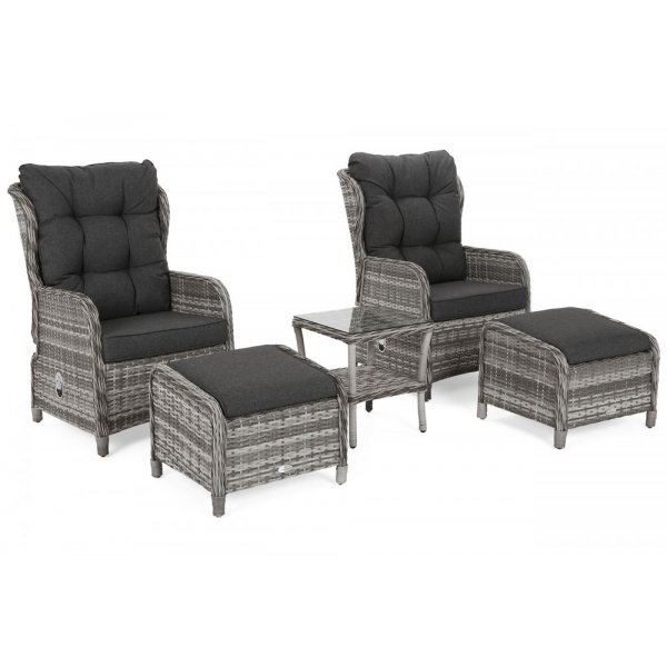 St�llbar f�t�lj Sofia med fotpall & bord - Gr�/gr� melerad