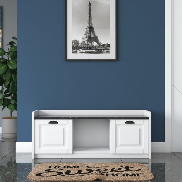 Peto skoskåp - Vit/svart marmor Peto skoskåp - Vit/svart marmor