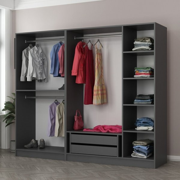 Armoire Cavolo 225x52x190 cm - Anthracite/noir Armoire Cavolo 225x52x190 cm - Anthracite/noir