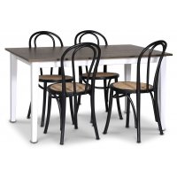 Skagen matgrupp; matbord 140 cm - Vit / brunbetsad ek med 4 st Danderyd No.18 matstolar Svart Skagen matgrupp; matbord 140 cm - Vit / brunbetsad ek med 4 st Danderyd No.18 matstolar Svart