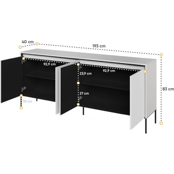 Buffet Trend L193 cm - Blanc/noir