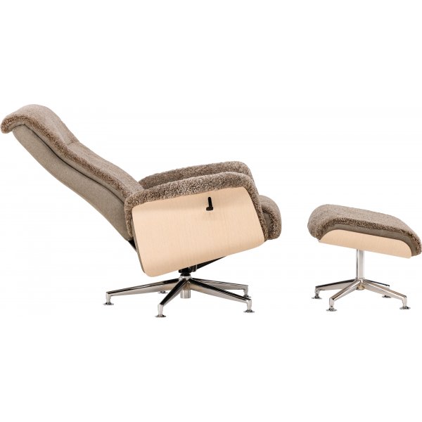 Frskinnsftlj med fotpall - Brun / ek - Ulla