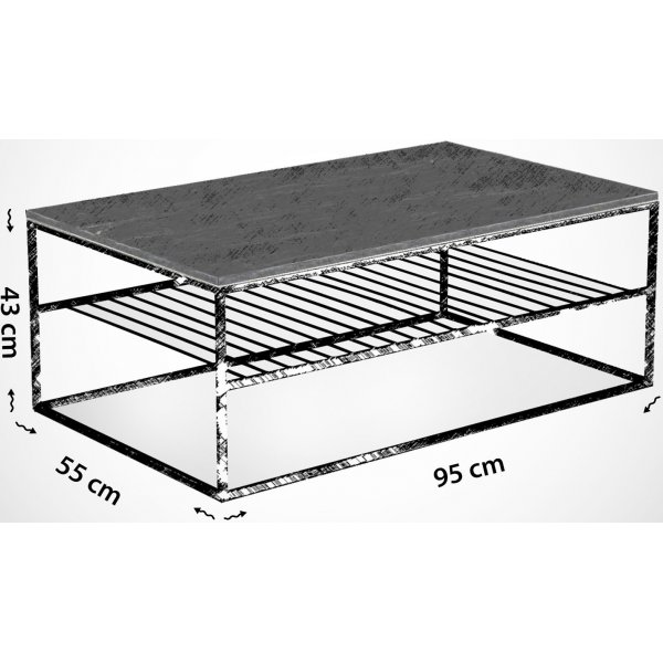 Table basse Etna Noir/blanc - 95 x 55 cm