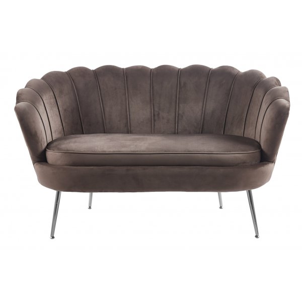 Soffa 2-sits brun sammet med kromade ben