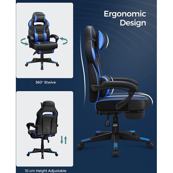 Chaise de bureau Vilhelm - Noir/bleu Chaise de bureau Vilhelm - Noir/bleu