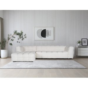 Divansoffa offwhite bouclè 322 cm + Möbeltassar Divansoffa offwhite bouclè 322 cm + Möbeltassar
