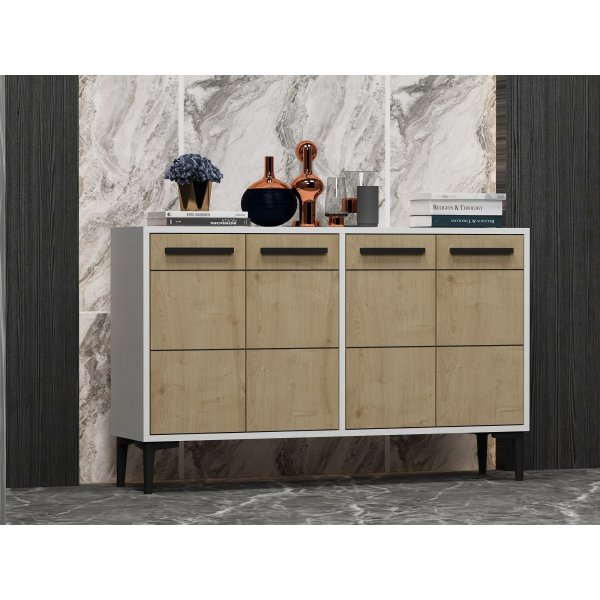 Stria dressoir - Eiken wit/saffier