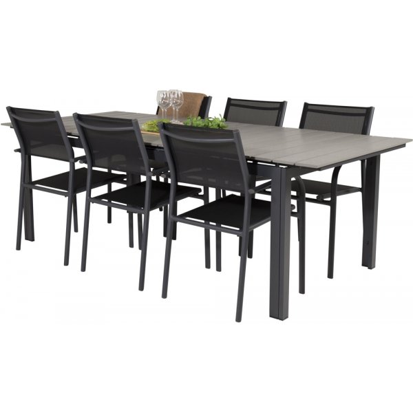 Levels utematgrupp med 6 st Santorini stolar - Svart/Grå Levels utematgrupp med 6 st Santorini stolar - Svart/Grå