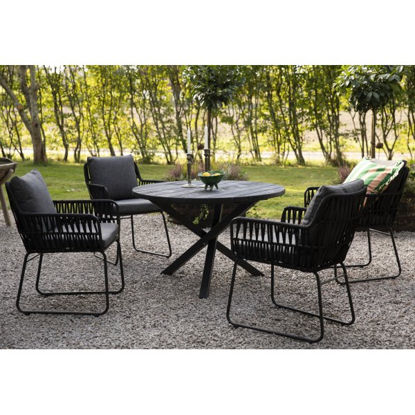 Chaise d\\\'extérieur avec corde et coussins gris Chaise d\\\'extérieur avec corde et coussins gris