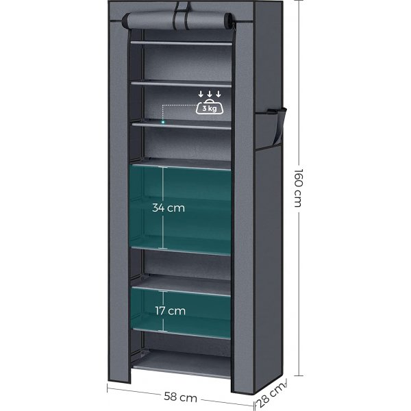 Étagère à chaussures Kaspian 58 cm - Gris Étagère à chaussures Kaspian 58 cm - Gris