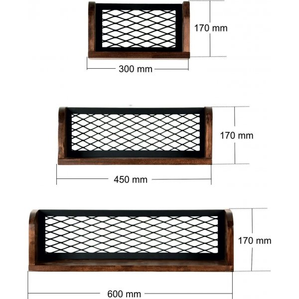 Buster wandplank - Walnoot/zwart