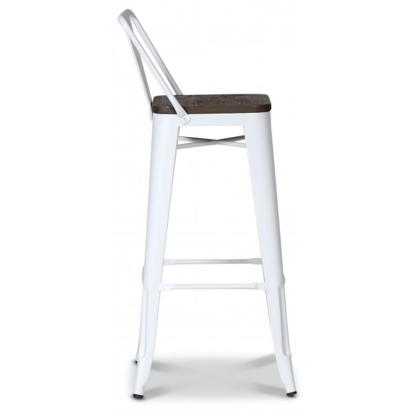 France Barstol i metall - Vit / Brunt tr�