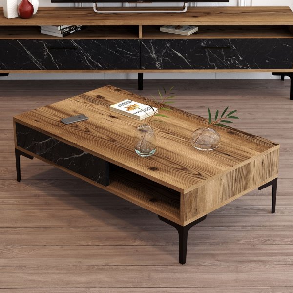 Table basse Istanbul 105 x 60 cm - Noyer/noir