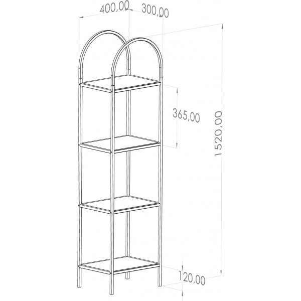 Mona bokhylla 40 x 30 x 152 cm - Svart