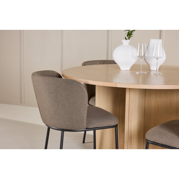 Matbord Strada med 4 st Edina stolar - Brun/svart/whitewash