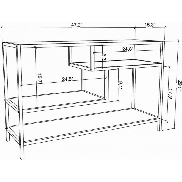 Banc mdia Robbins avec tablettes - Noir/chne
