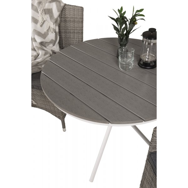 Parma utematgrupp med 2 st Malin stolar - Grå/Vit Parma utematgrupp med 2 st Malin stolar - Grå/Vit