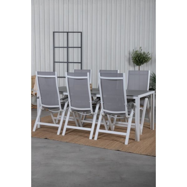 Break utematgrupp med 6 st Albany stolar - Gr/Vit