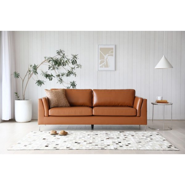 Soffa 3-sits brunt konstläder 200 cm Soffa 3-sits brunt konstläder 200 cm