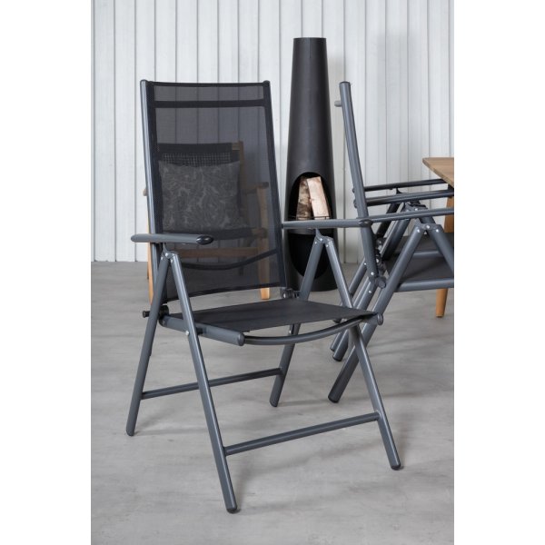 Groupe de repas extérieur Julian avec 6 chaises Break - Noir/Naturel Groupe de repas extérieur Julian avec 6 chaises Break - Noir/Naturel