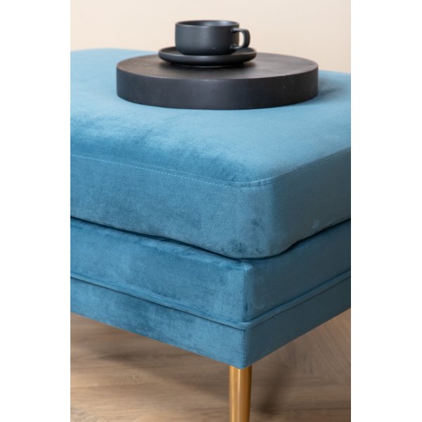 Pouf Savanna - Velours bleu