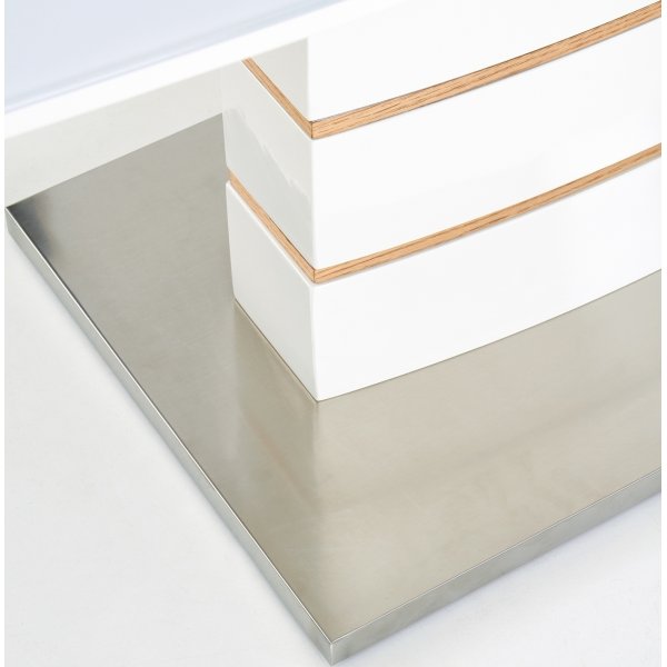 Table à manger extensible Mervin 140-180 cm - Chêne / Blanc brillant Table à manger extensible Mervin 140-180 cm - Chêne / Blanc brillant