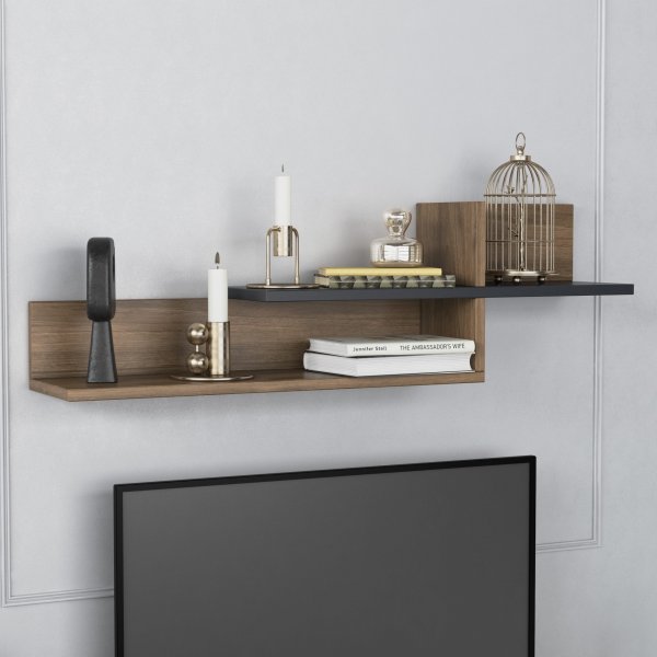 Banc TV Nida - Anthracite/noyer