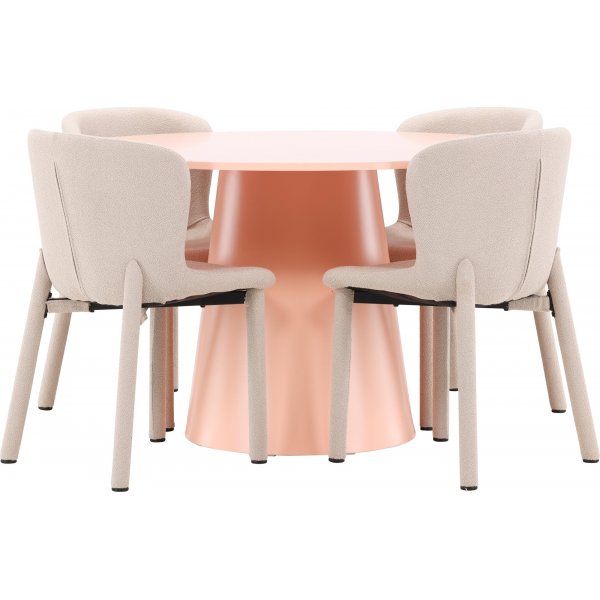 Matbord Lanzo med 4 st Astoria stolar - Beige/rosa Matbord Lanzo med 4 st Astoria stolar - Beige/rosa