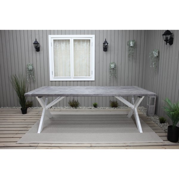 Oxford matbord 220x100 cm - Vit/grå + Textilrengöring för möbler Oxford matbord 220x100 cm - Vit/grå + Textilrengöring för möbler