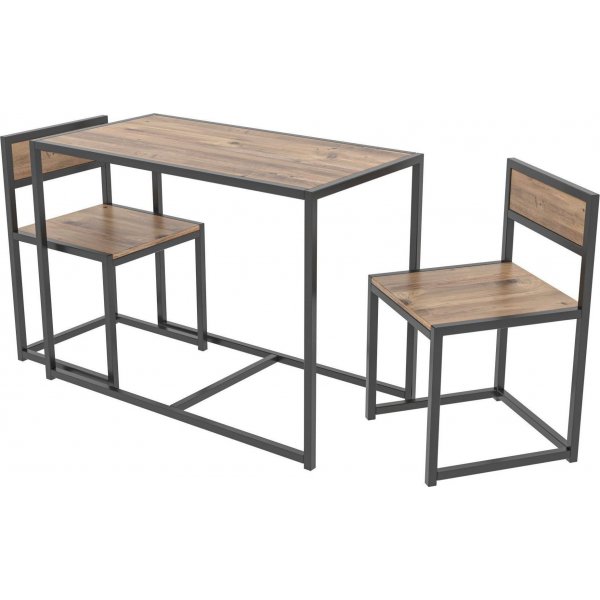 Bazar bord med stolar 105 x 55 cm - Furu/svart Bazar bord med stolar 105 x 55 cm - Furu/svart