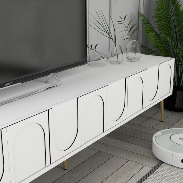 Meuble TV Lyon - Blanc/dor