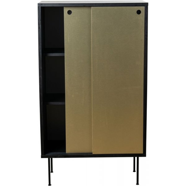 Volume svart skåp med skjutdörrar i mässing Volume svart skåp med skjutdörrar i mässing