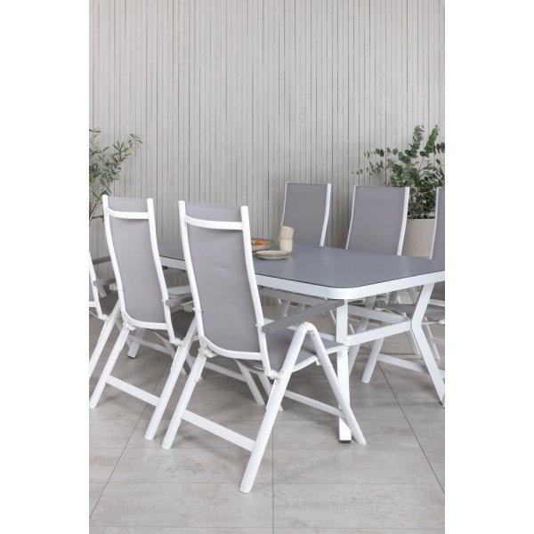 Virya utematgrupp med 6 st Albany stolar - Grå/Vit Virya utematgrupp med 6 st Albany stolar - Grå/Vit