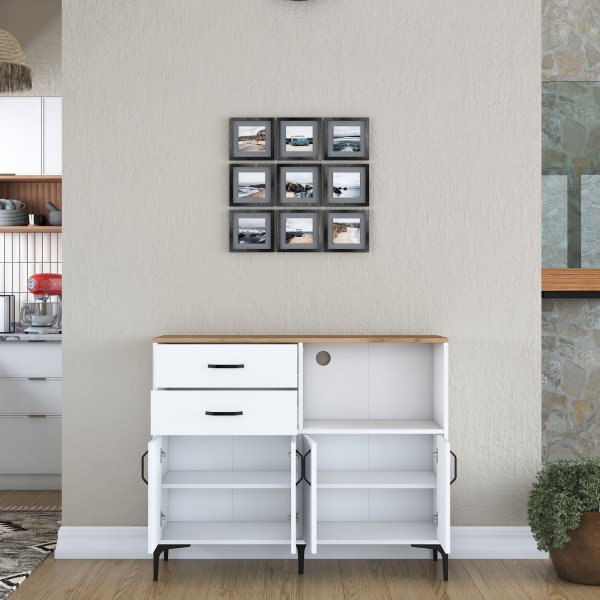 Meuble de cuisine Jericho 166 - Blanc/noyer Meuble de cuisine Jericho 166 - Blanc/noyer